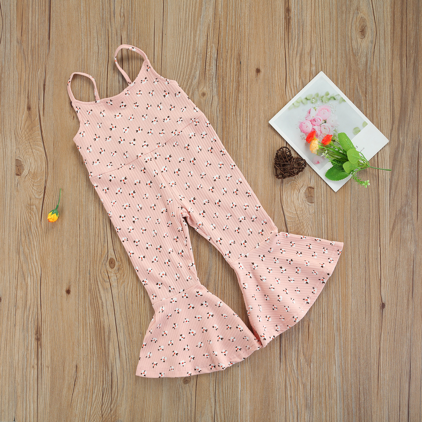 Girls Allover Print Bell-Bottom Jumpsuit