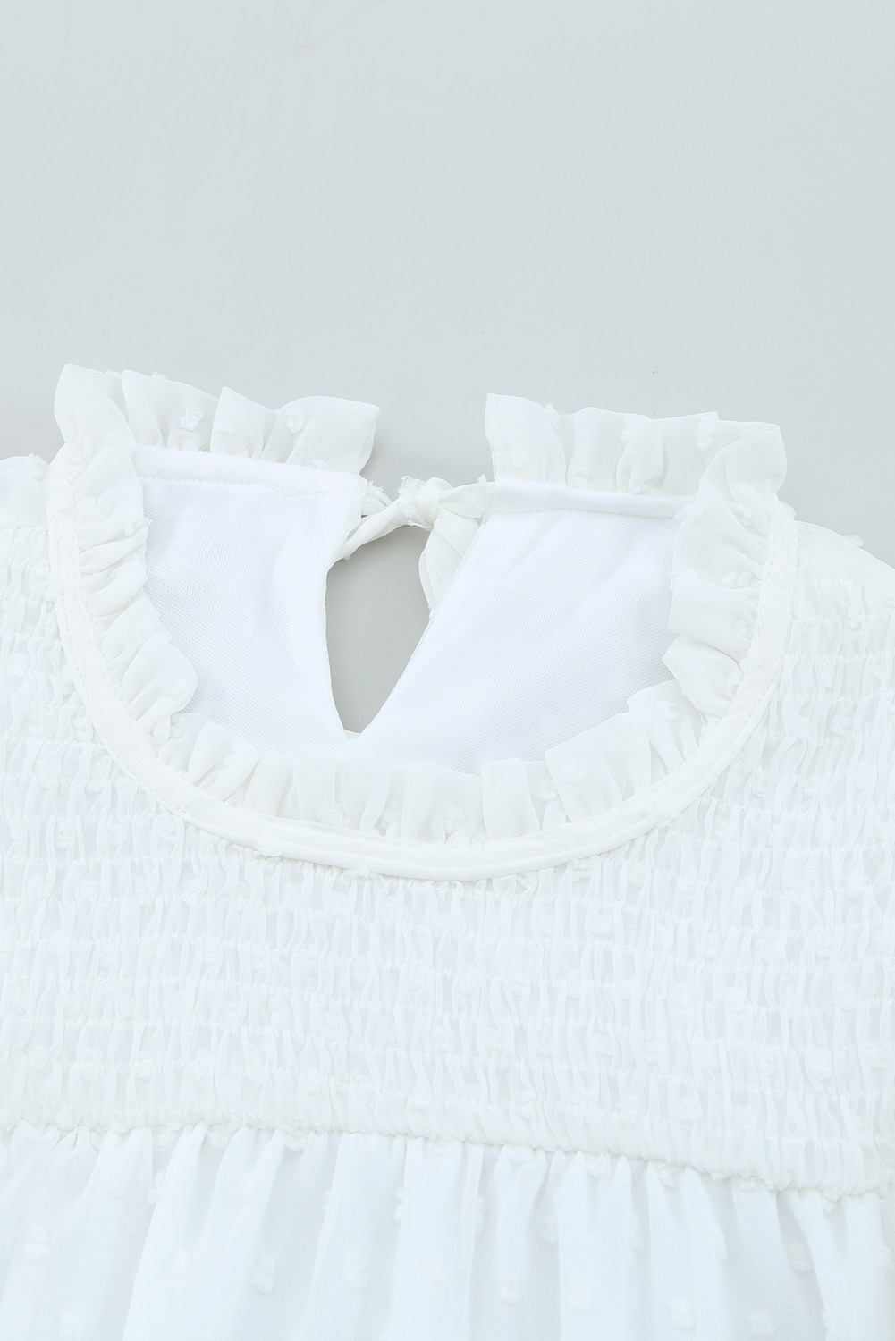 White Little Girl Swiss Dot Ruffle Sleeves Top