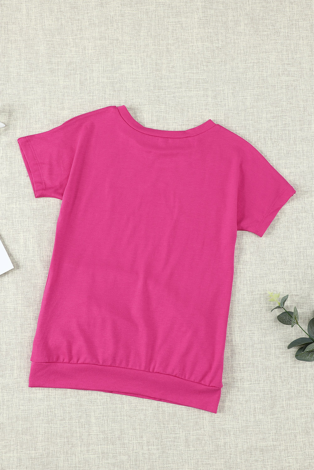 Rose Side Button Detail Short Sleeve T Shirt For Little Girls