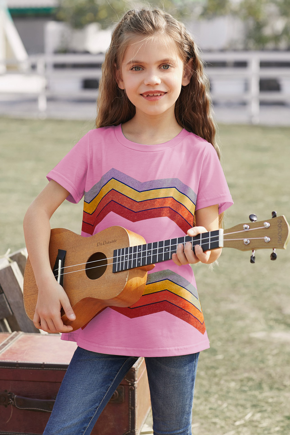 Pink Colorblock Striped Girls' T-Shirt