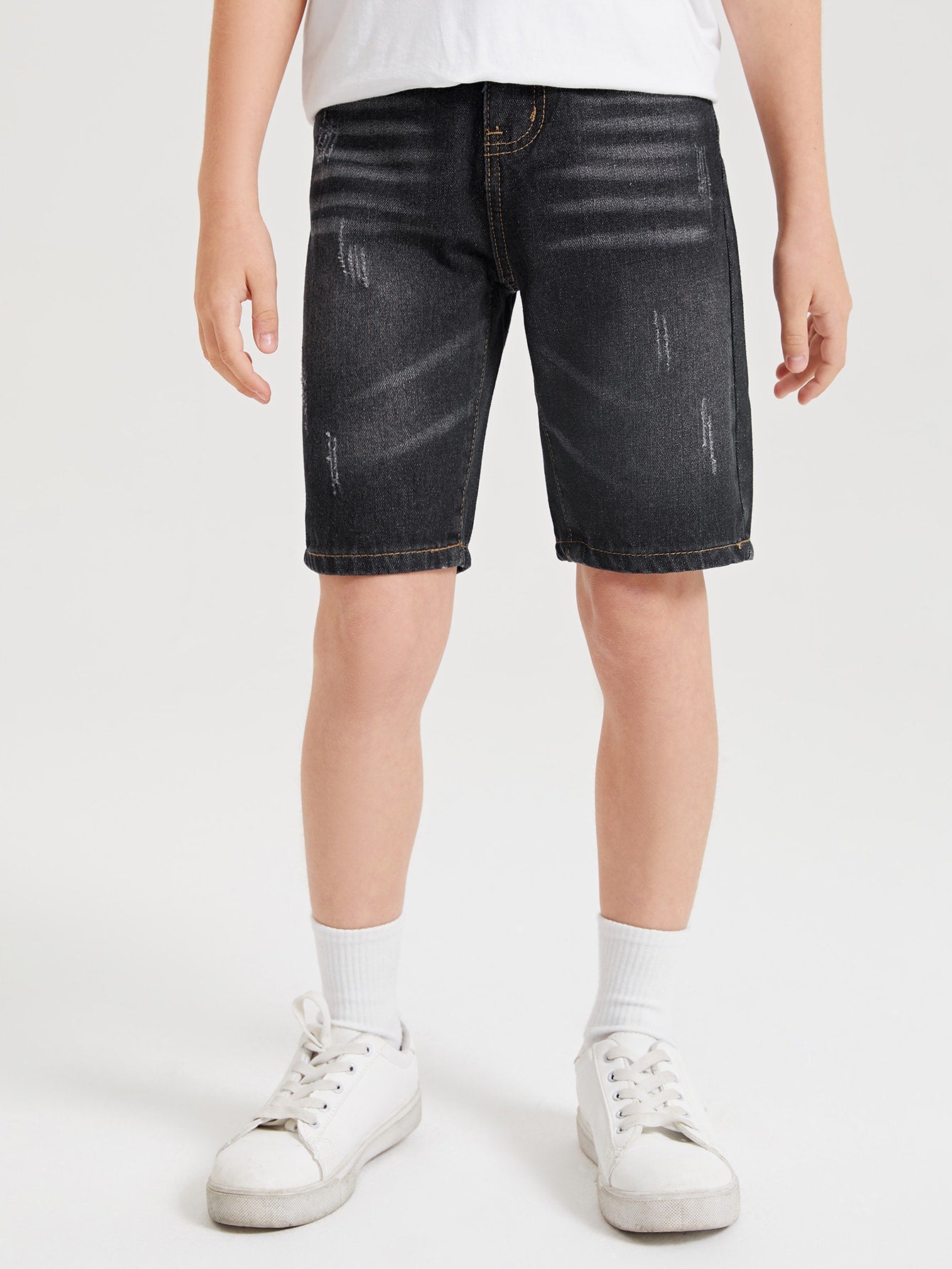 Boys Slant Pocket Cat Scratch Denim Shorts