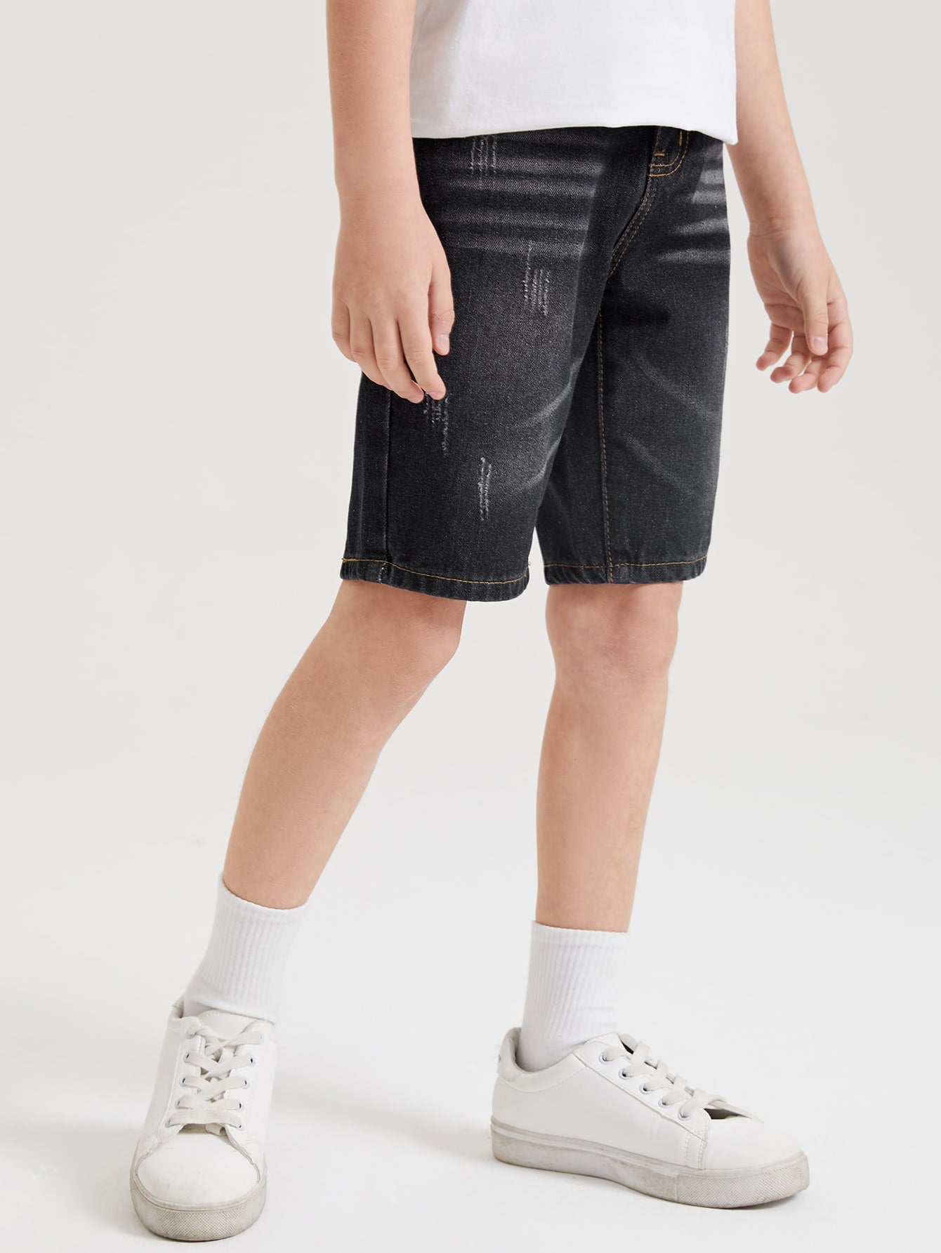 Boys Slant Pocket Cat Scratch Denim Shorts