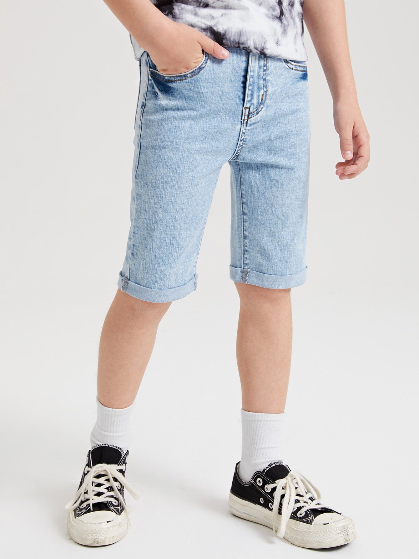 Boys Slant Pocket Denim Shorts