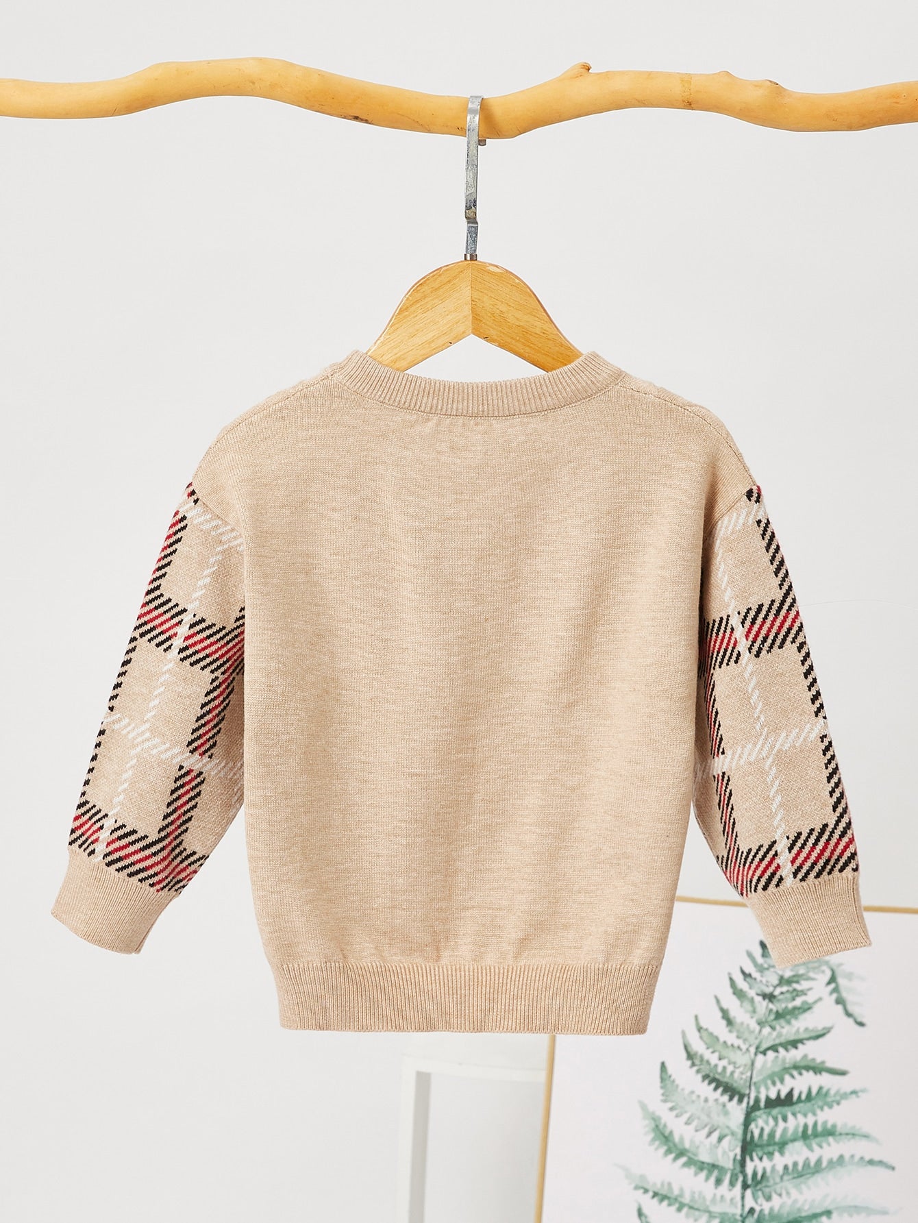 Toddler Boys Plaid Drop Shoulder Sweater