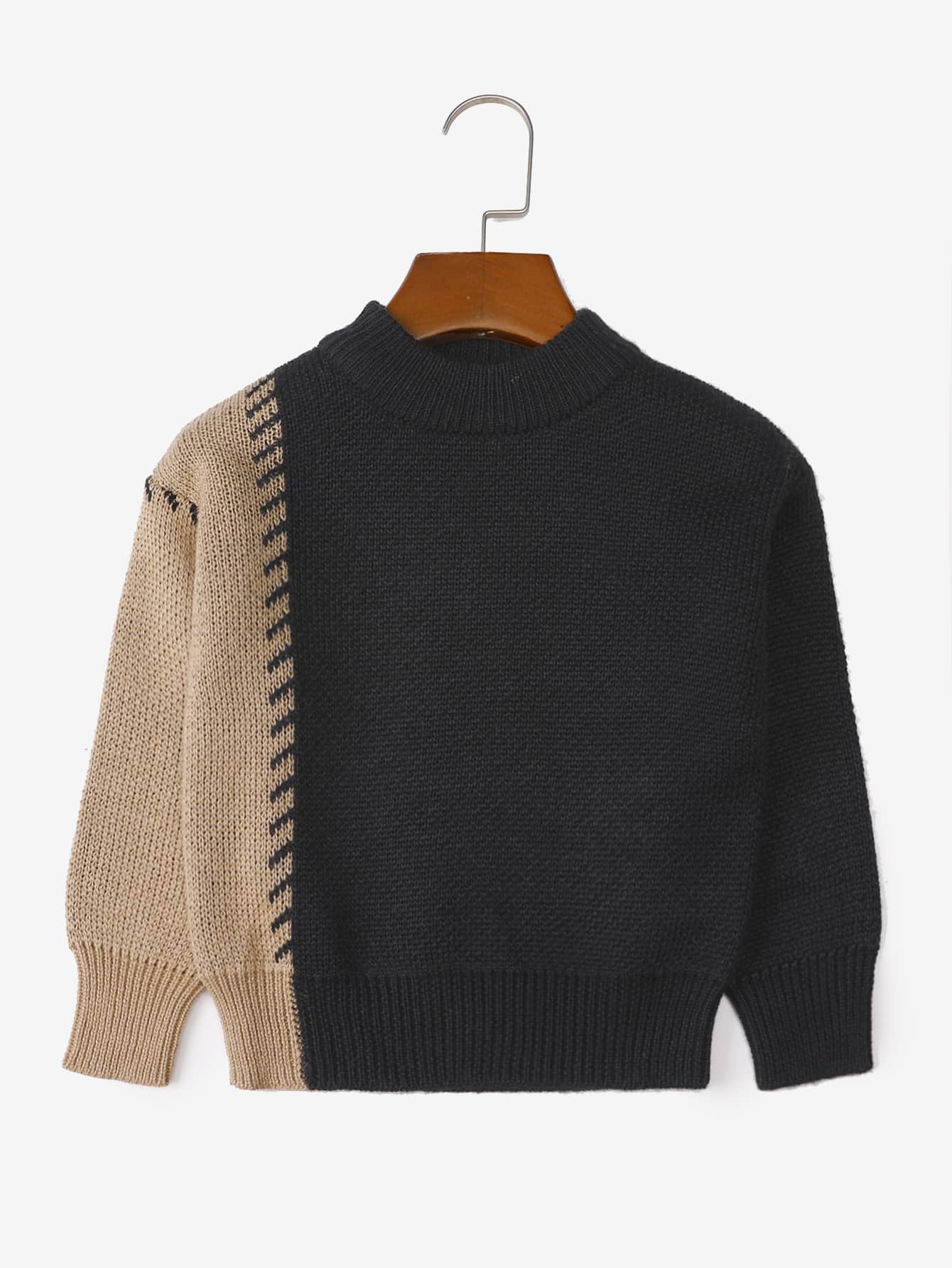 Toddler Boys Two Tone Mock Neck Sweater