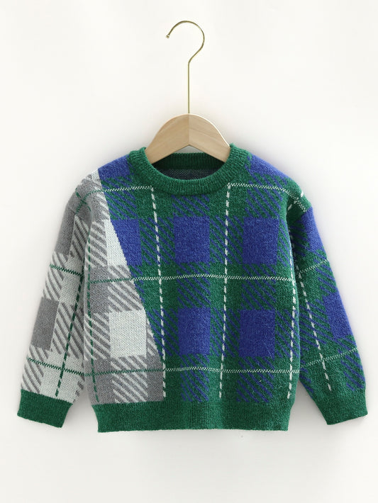 Toddler Boys Plaid Pattern Sweater