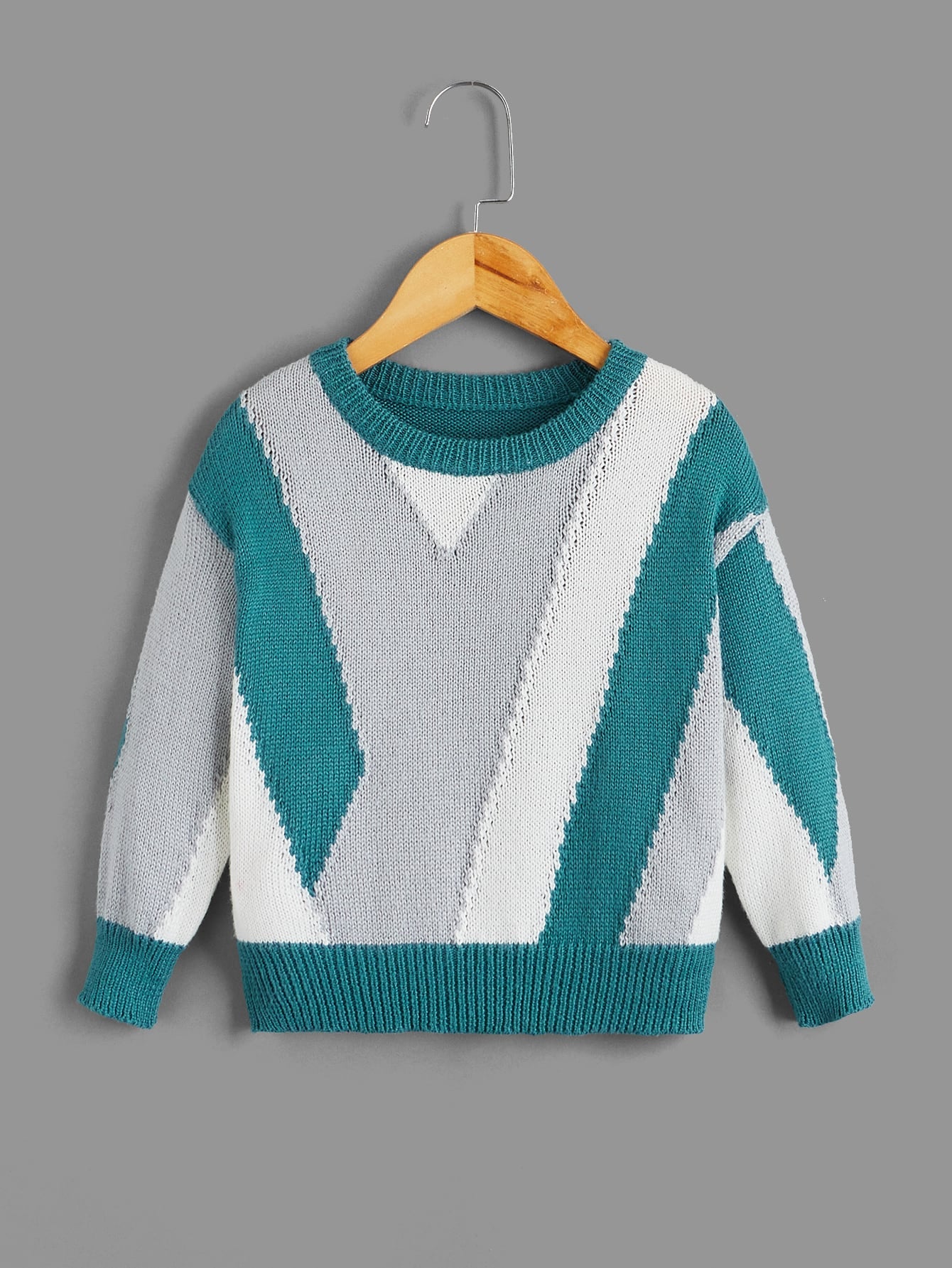 Toddler Boys Color Block Drop Shoulder Sweater