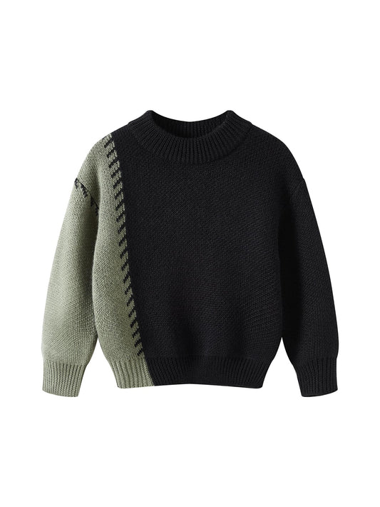 Toddler Boys Two Tone Mock Neck Sweater