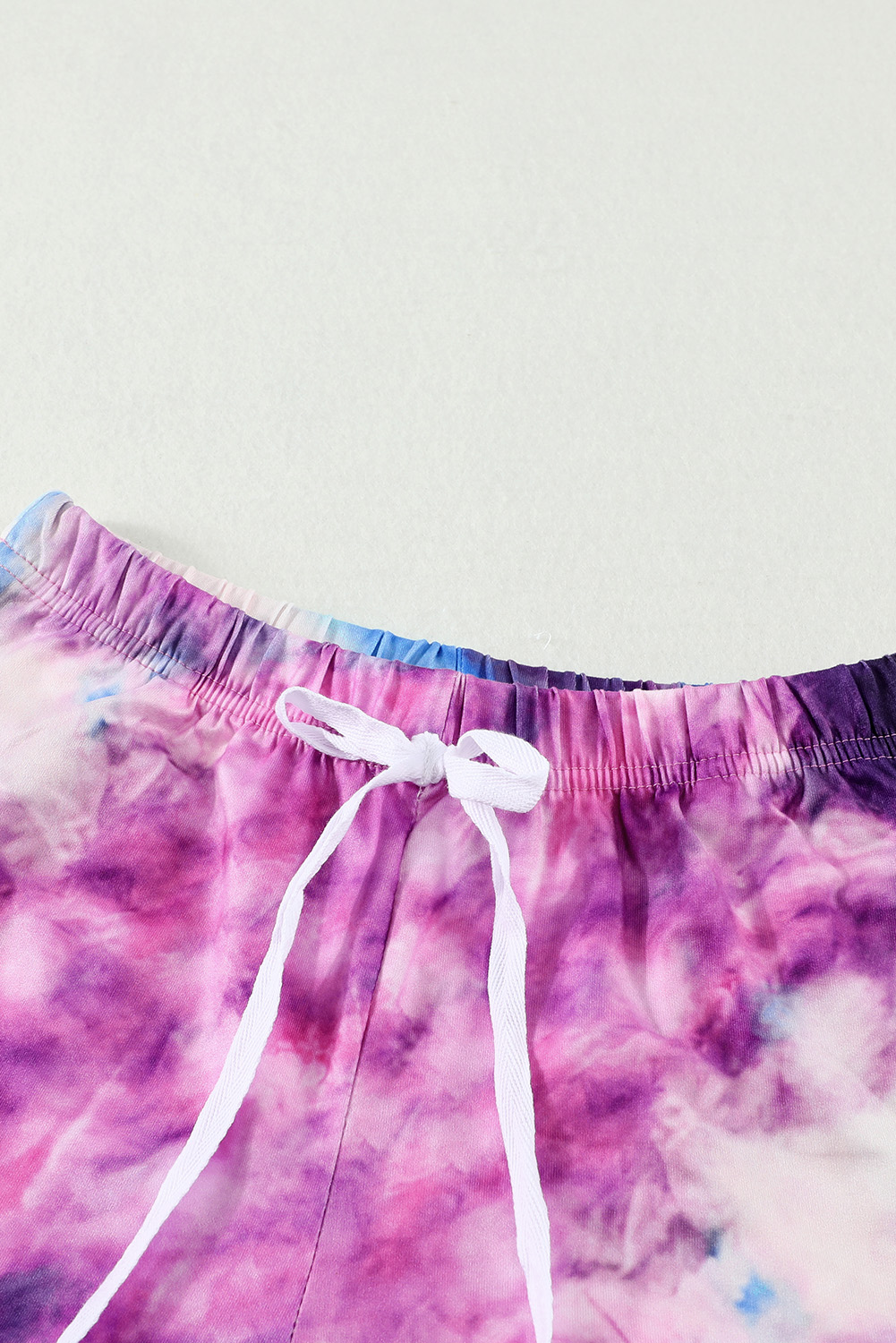 Purple Girl's Tie Dye T Shirt And Drawstring Shorts Set