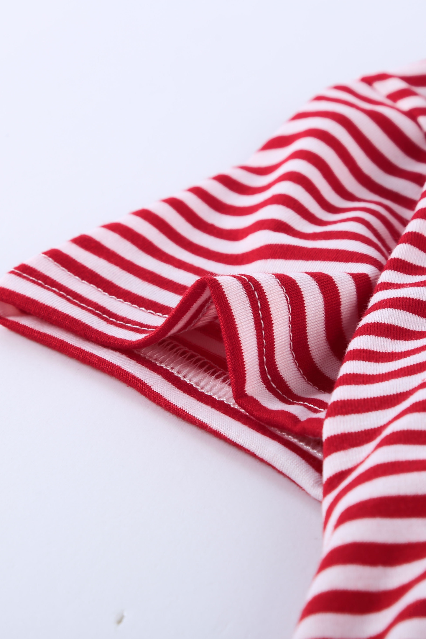 Red Short Sleeve Front Twist Striped Girl's Top