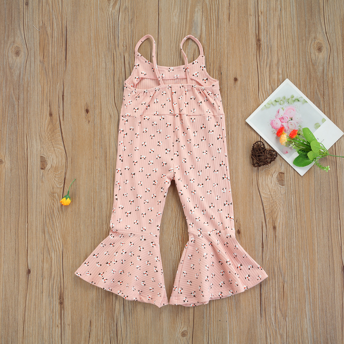 Girls Allover Print Bell-Bottom Jumpsuit