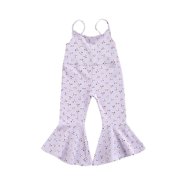 Girls Allover Print Bell-Bottom Jumpsuit