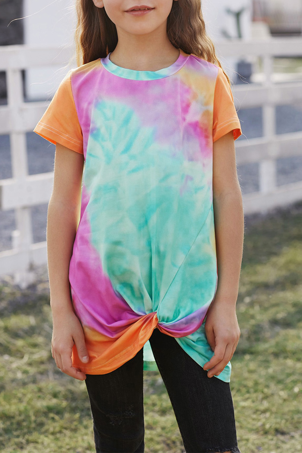 Orange Twisted Tie-Dye Little Girls T-Shirt