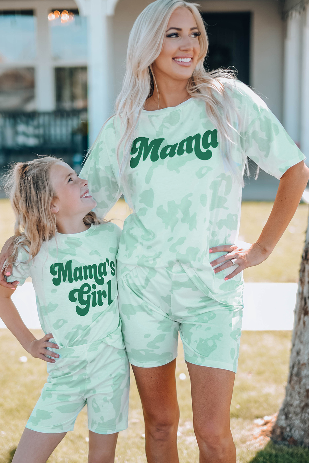 Mama’s Girl Tie-Dye Print Two-Piece Shorts Set