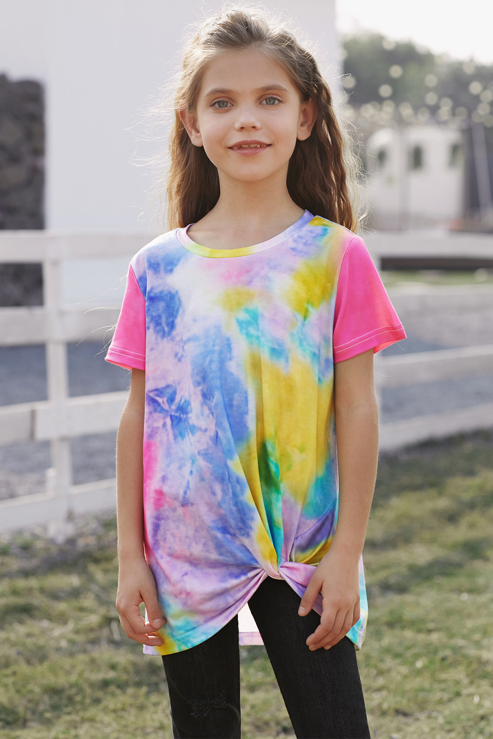 Rose Twisted Tie-Dye Little Girls T-Shirt