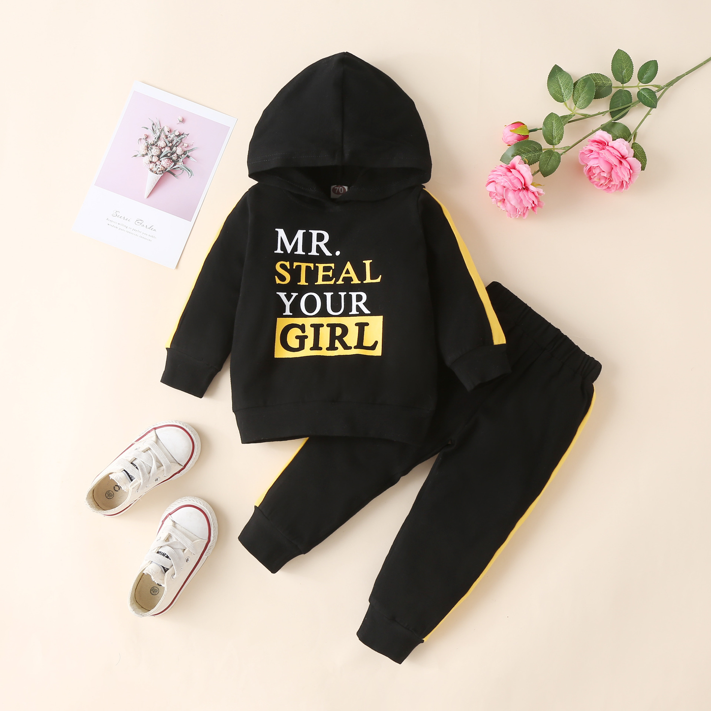 Sport Letters Print Hoodie And Pants Set