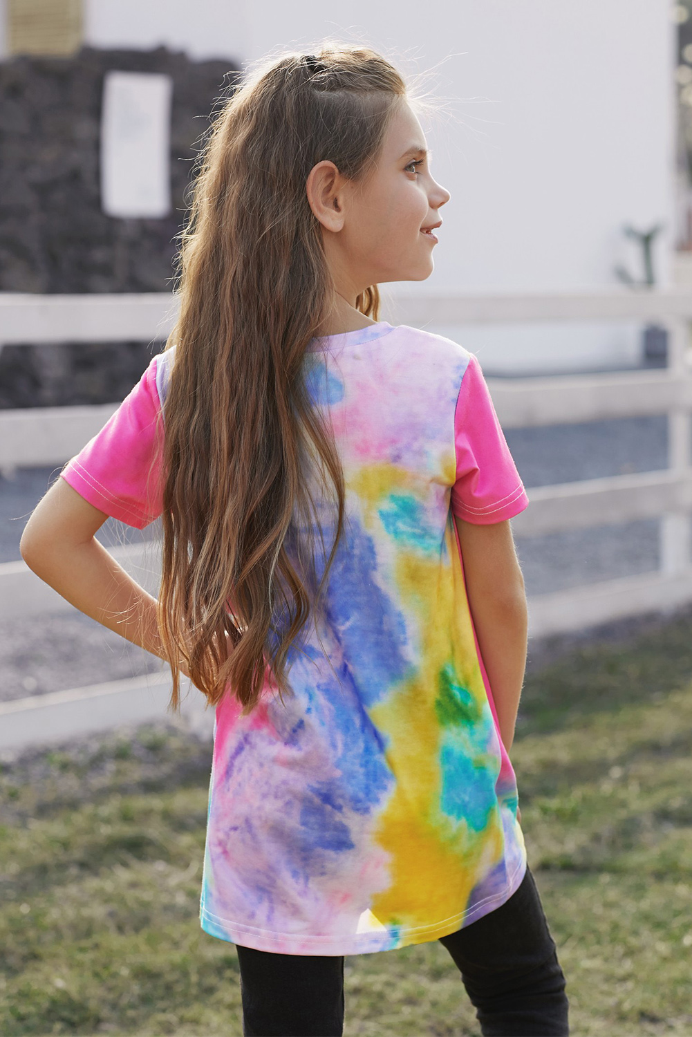 Rose Twisted Tie-Dye Little Girls T-Shirt