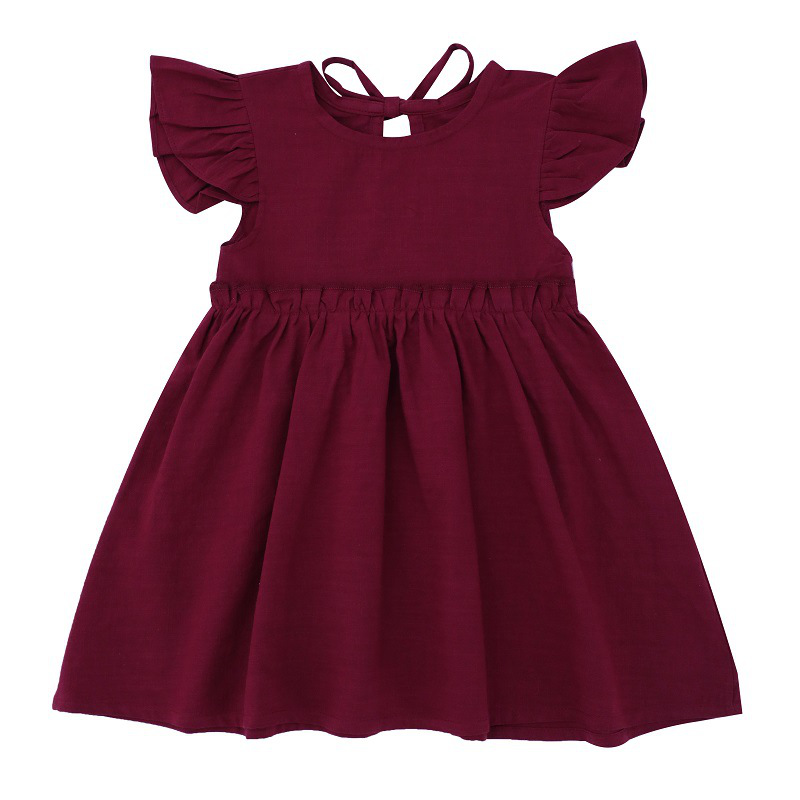 New Ins Solid Color Cotton Girl's Dress