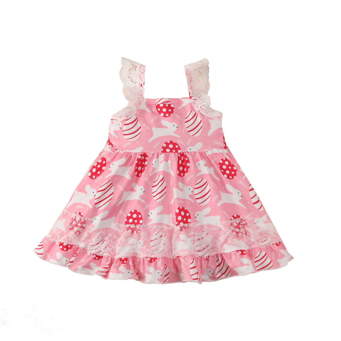 Girls Flared Sleeve Easter Rabbit Sling Dress