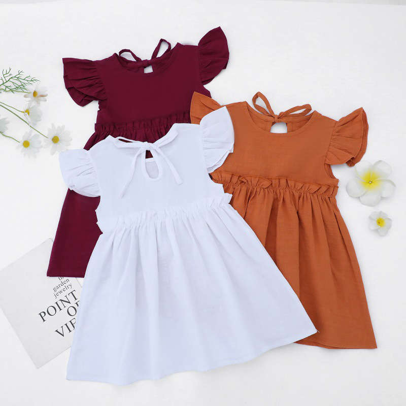 New Ins Solid Color Cotton Girl's Dress