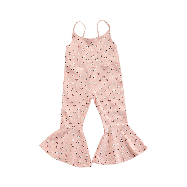 Girls Allover Print Bell-Bottom Jumpsuit