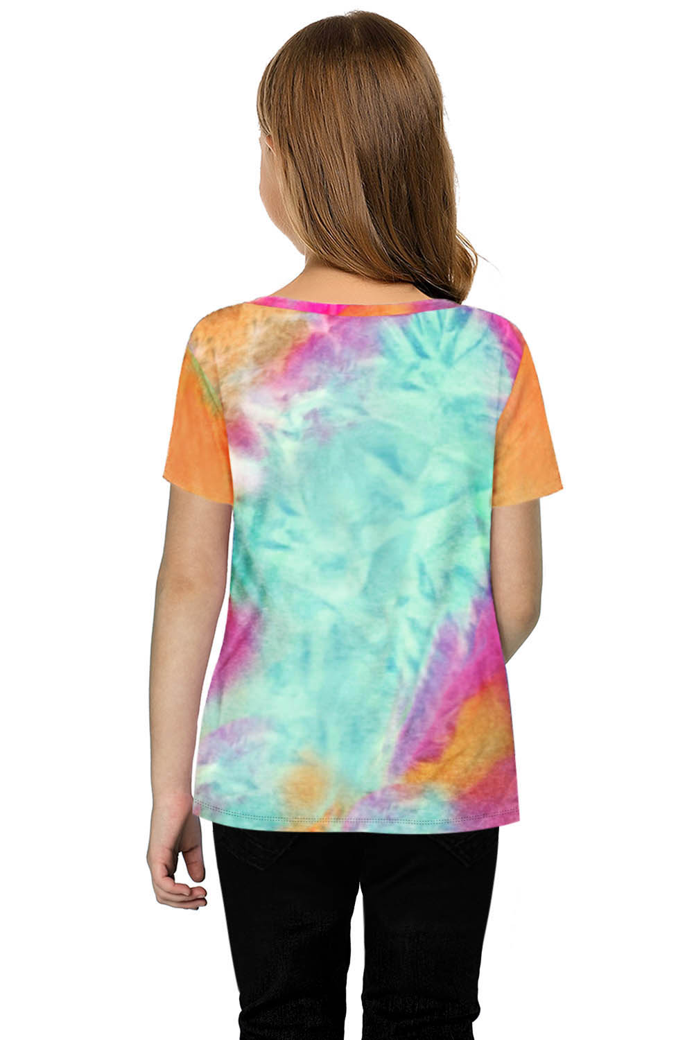 Orange Twisted Tie-Dye Little Girls T-Shirt