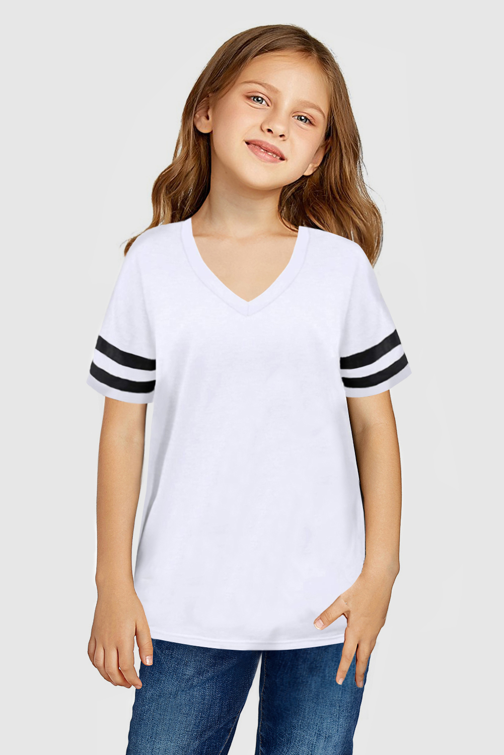 White Striped Short Sleeve Girl’s Top