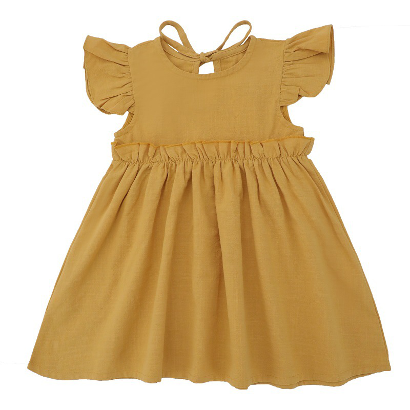 New Ins Solid Color Cotton Girl's Dress