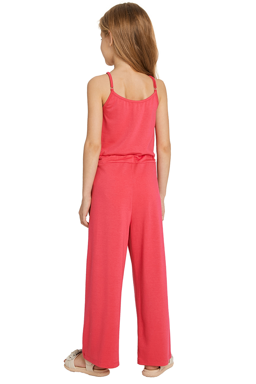 Red Spaghetti Strap Wide Leg Girls Jumpsuit