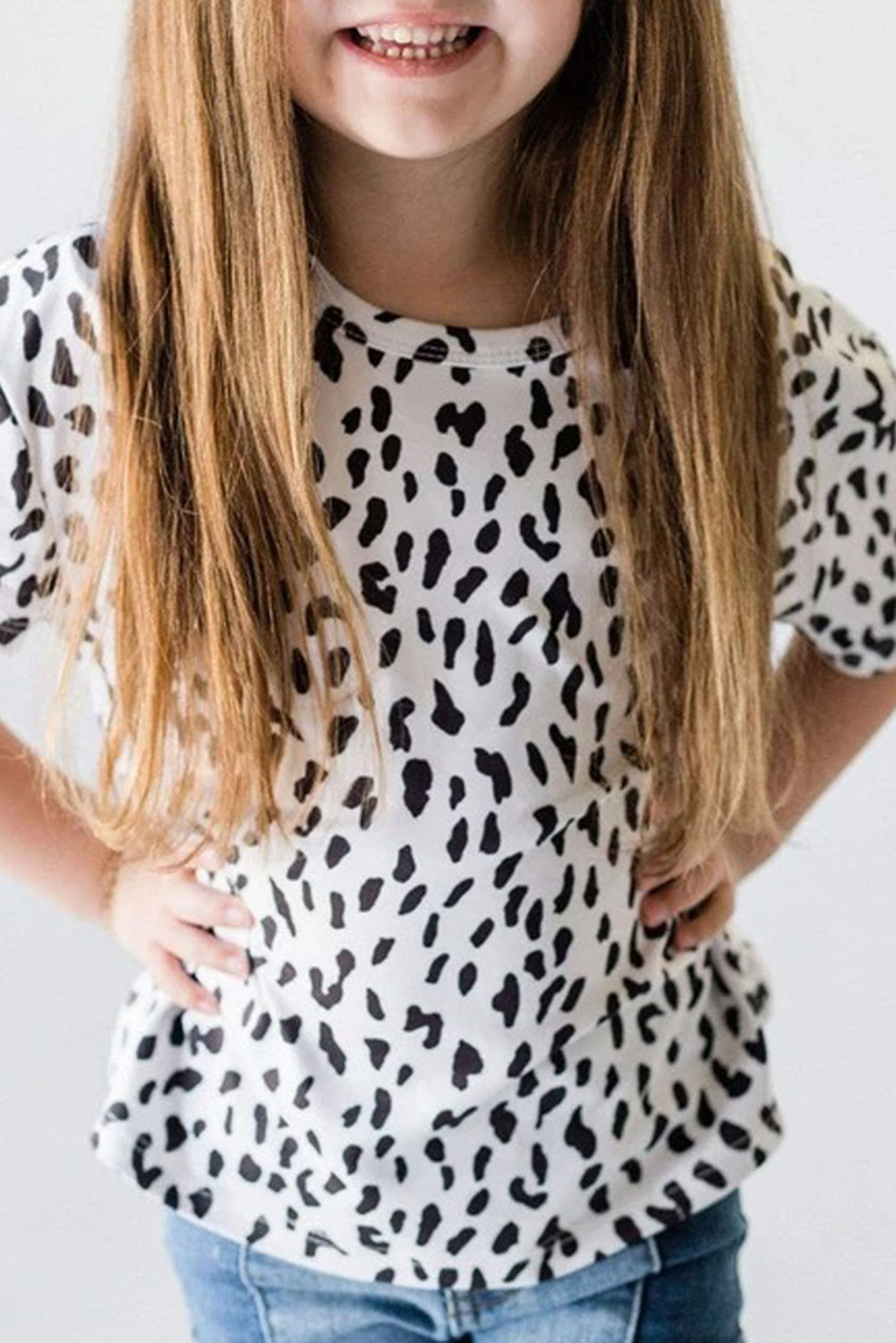 White Leopard Little Girls' Tee