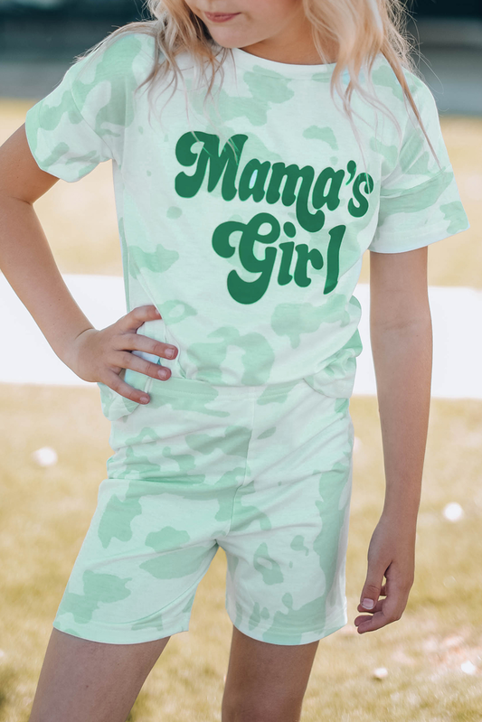 Mama’s Girl Tie-Dye Print Two-Piece Shorts Set