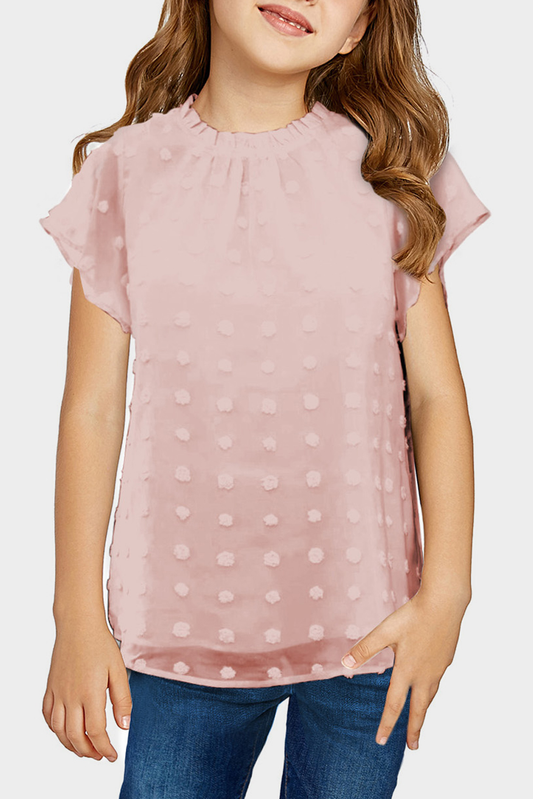 Pink Swiss Dot Short Sleeve Girl's T-Shirt