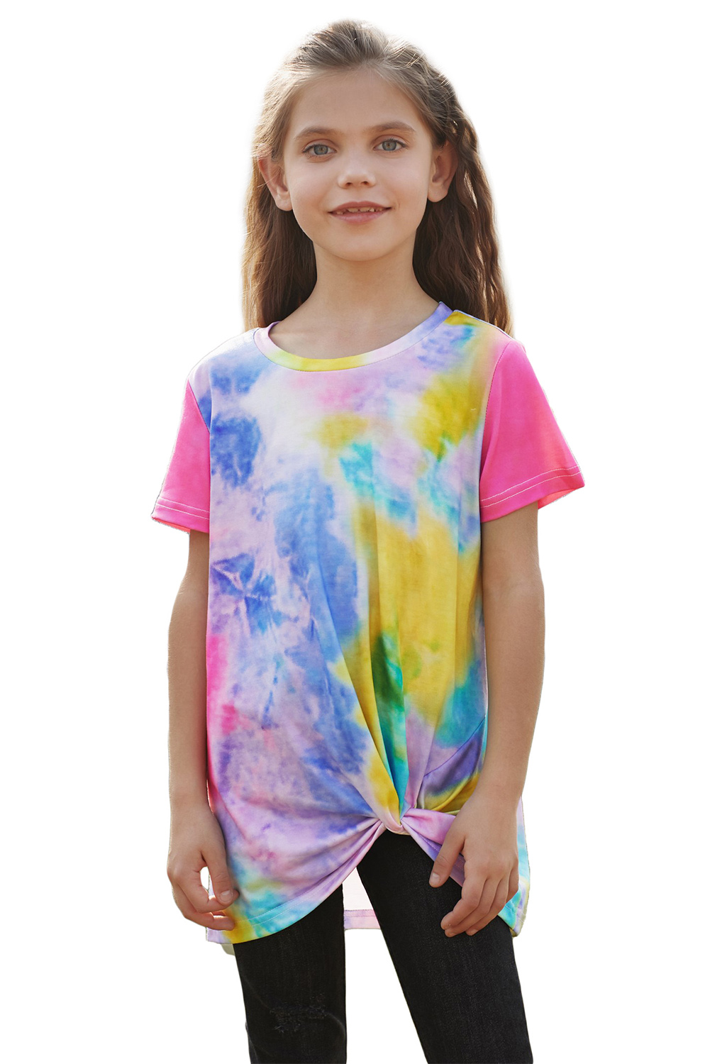 Rose Twisted Tie-Dye Little Girls T-Shirt