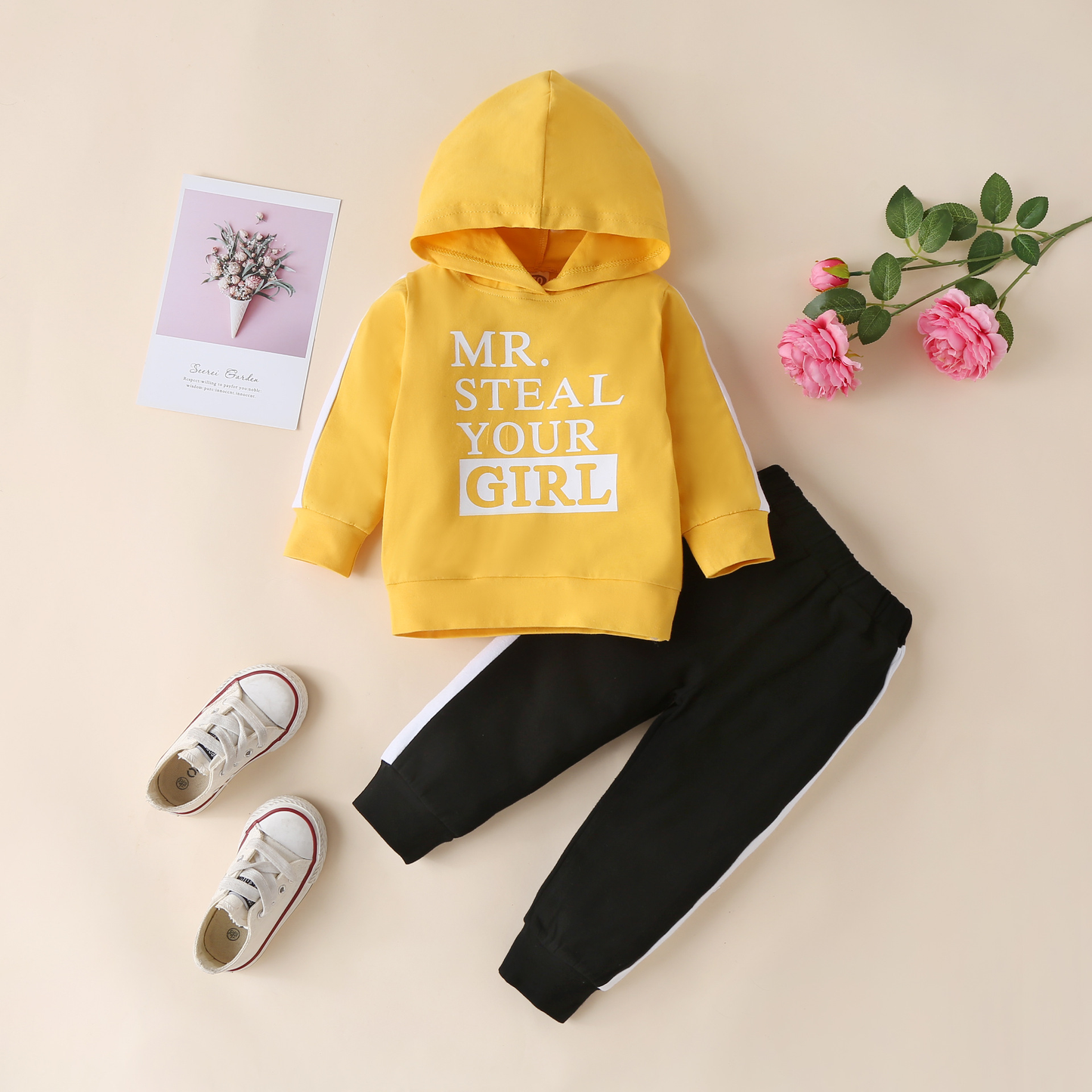 Sport Letters Print Hoodie And Pants Set