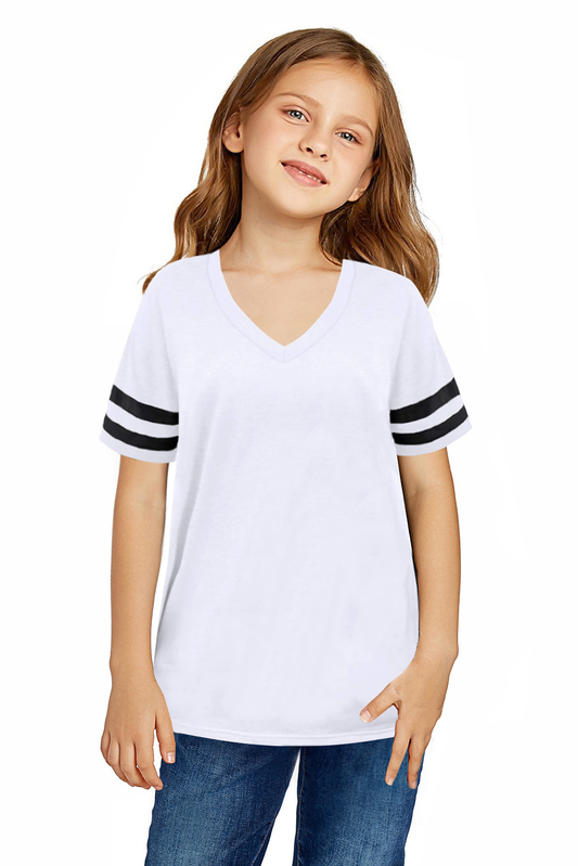 White Striped Short Sleeve Girl’s Top