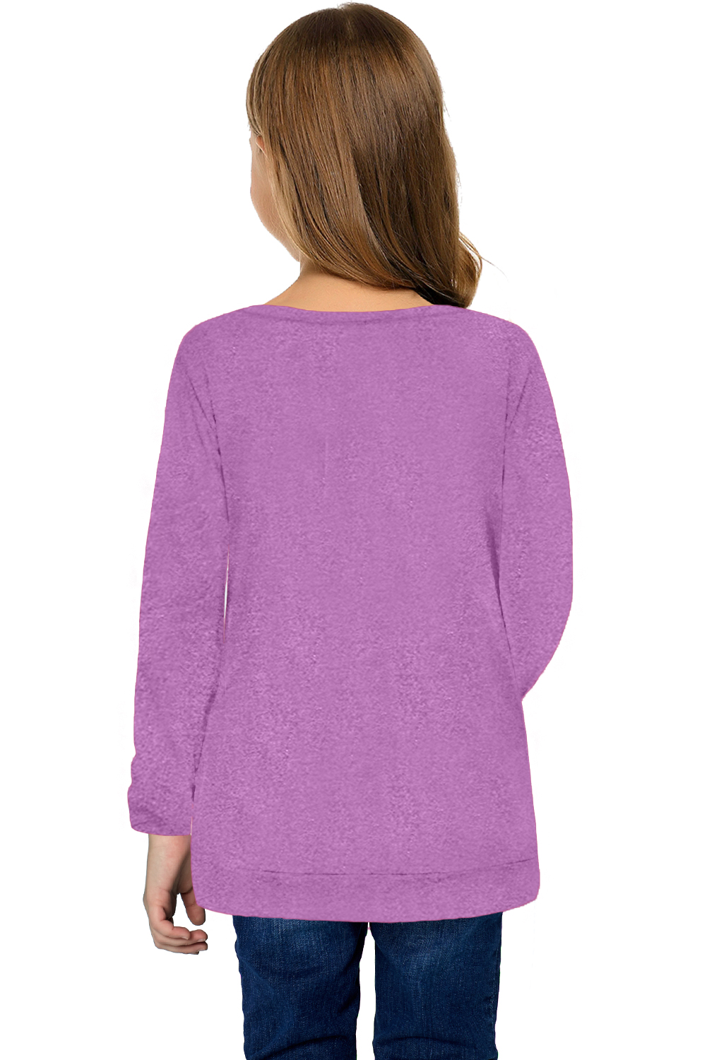 Purple Little Girls Long Sleeve Buttoned Side Top