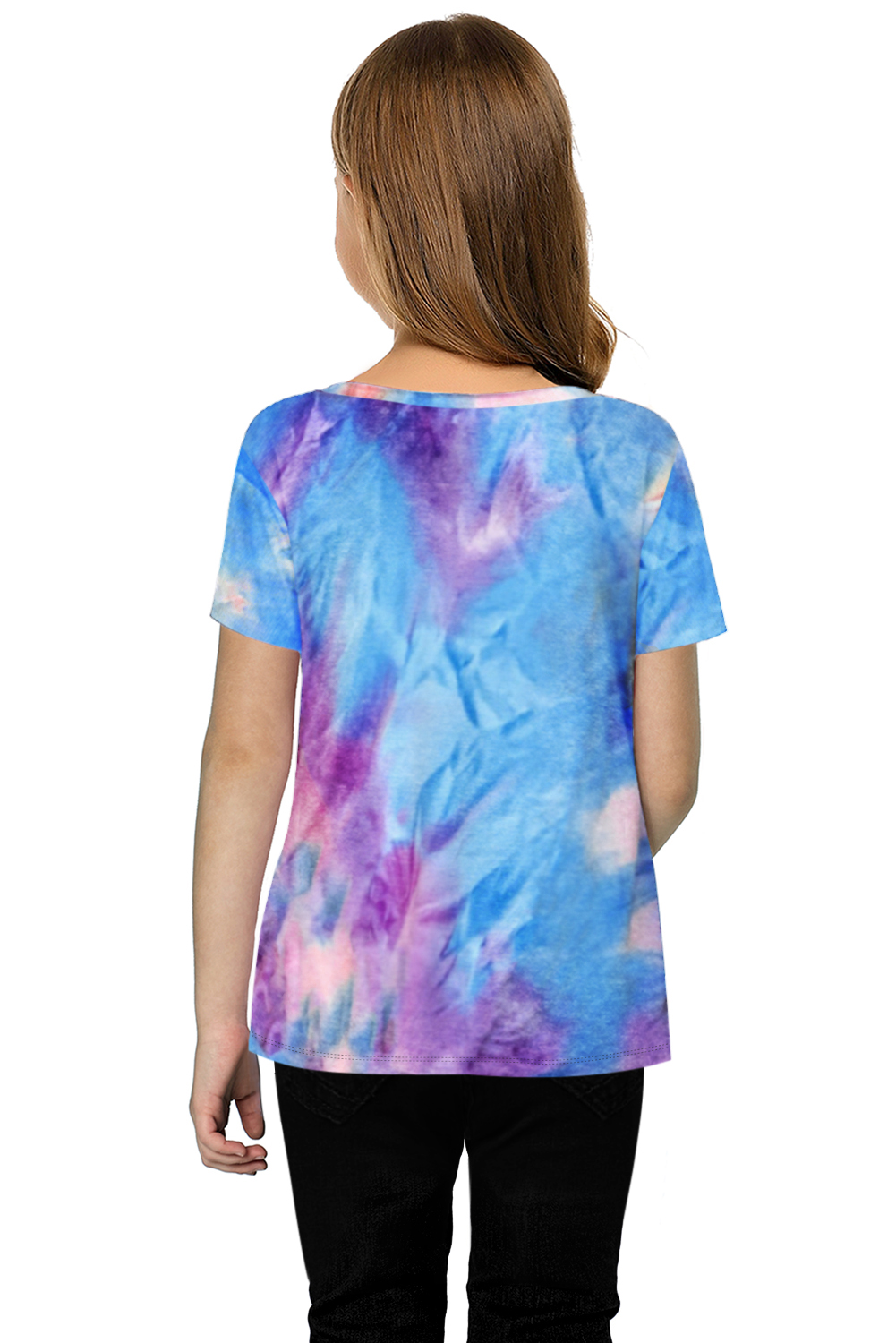 Sky Blue Twisted Tie-Dye Little Girls T-Shirt