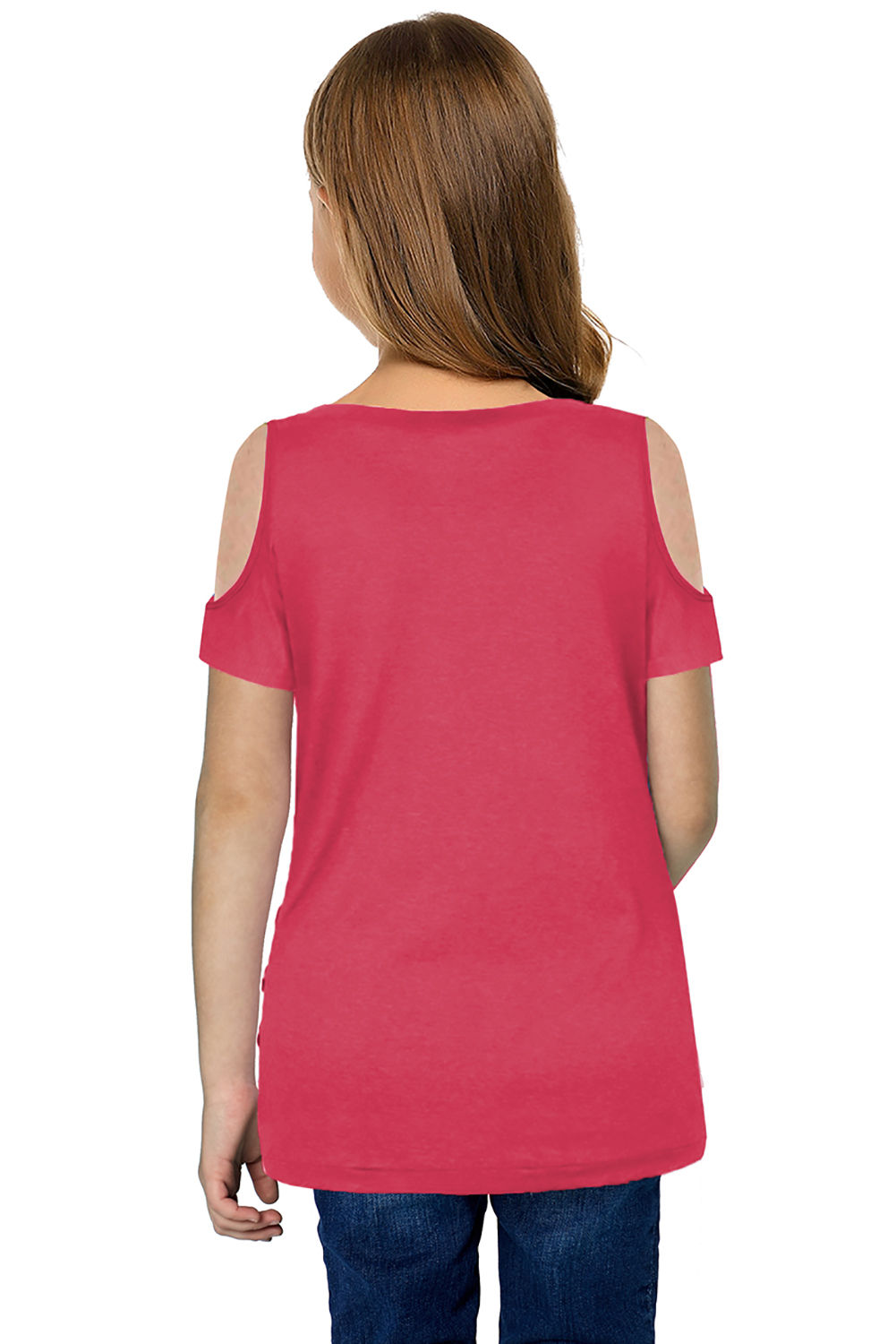 Rose Cold Shoulder Twist Girls Short Sleeves Top