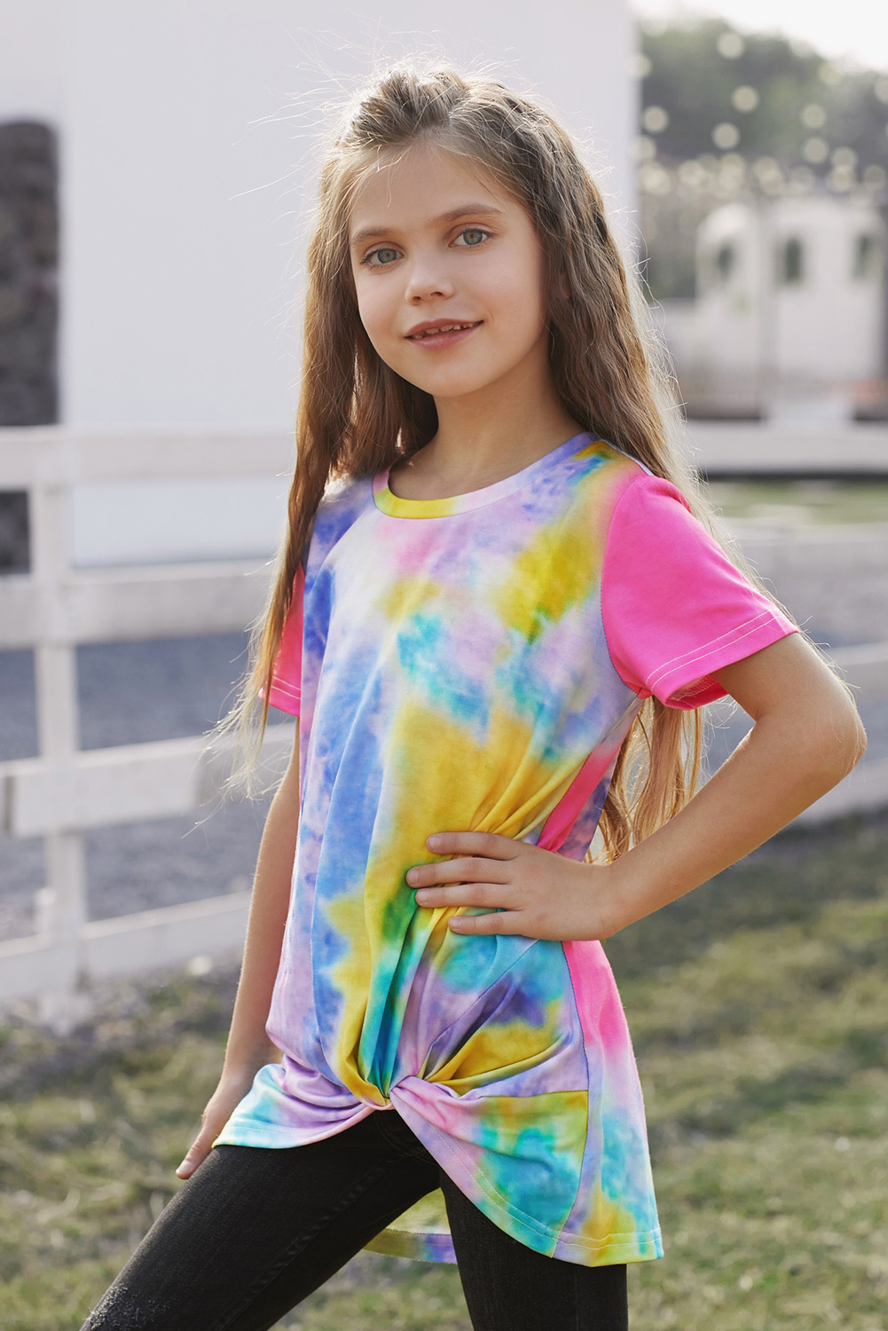 Rose Twisted Tie-Dye Little Girls T-Shirt