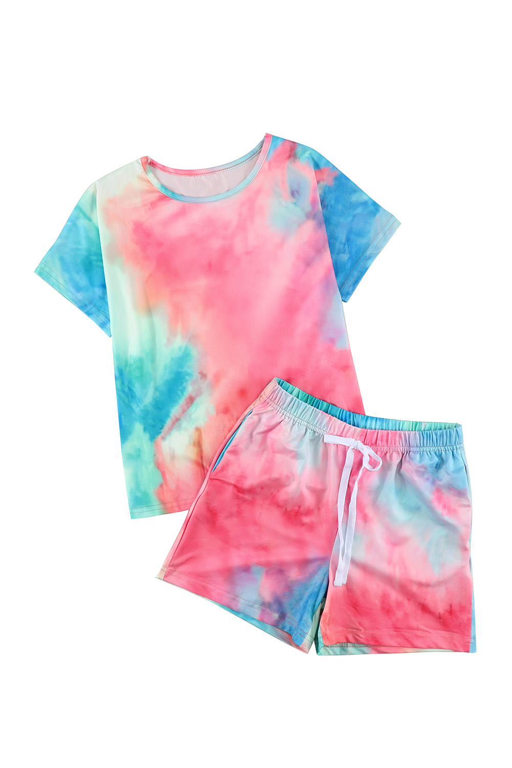 Rose Girl's Tie Dye T Shirt And Drawstring Shorts Set