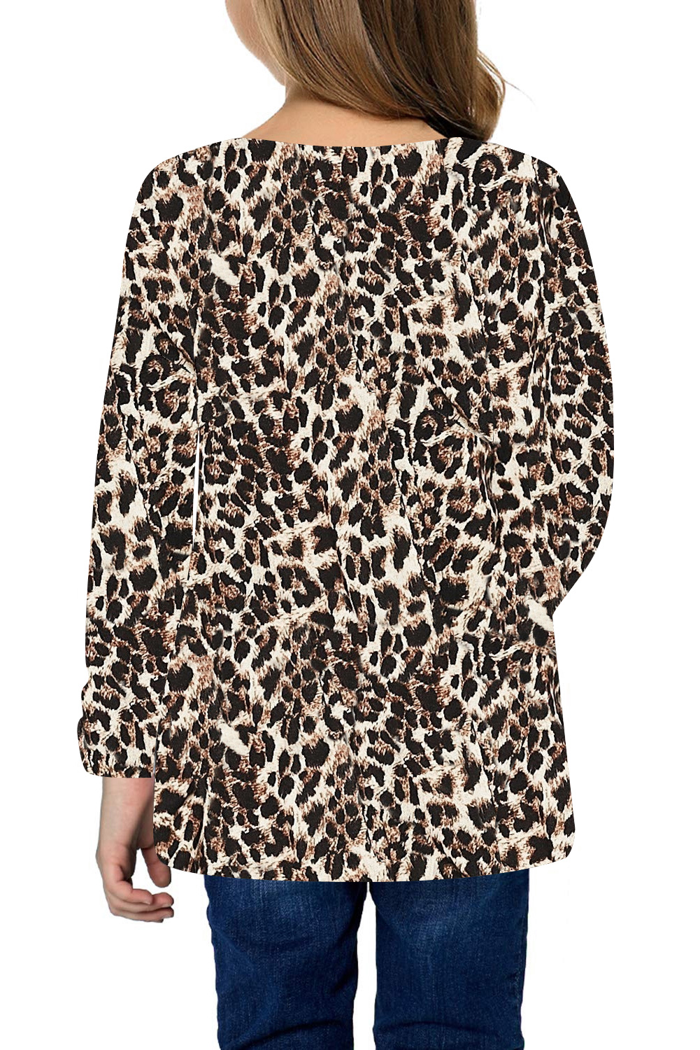 Leopard Print Side Knot Girls' Long Sleeve Top