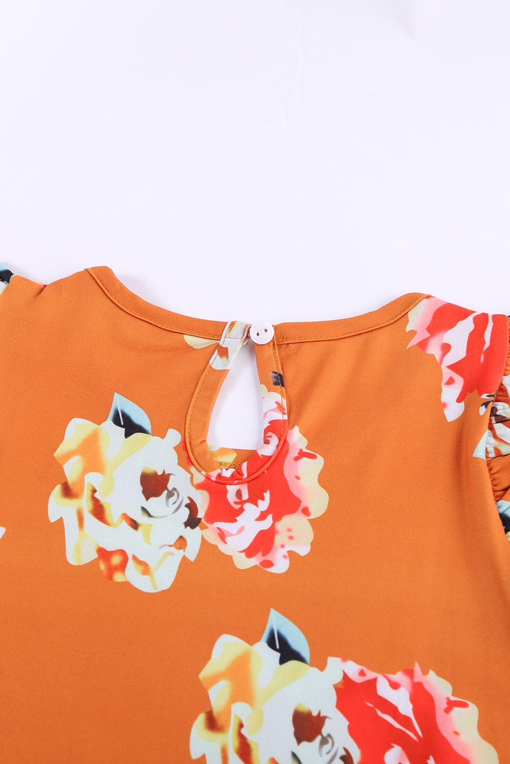 Orange Little Girl Floral Ruffle Tank And Shorts Set