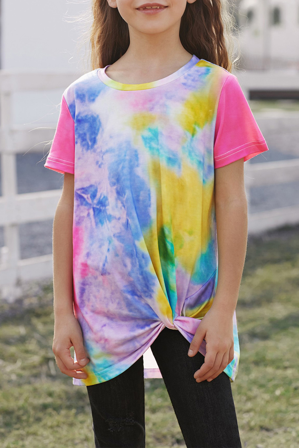 Rose Twisted Tie-Dye Little Girls T-Shirt