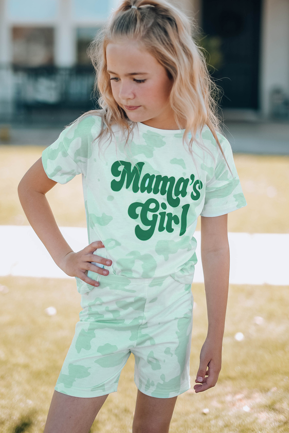 Mama’s Girl Tie-Dye Print Two-Piece Shorts Set