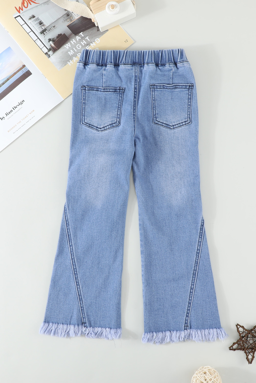 Sky Blue Little Girls' Distressed Bell Bottom Jeans