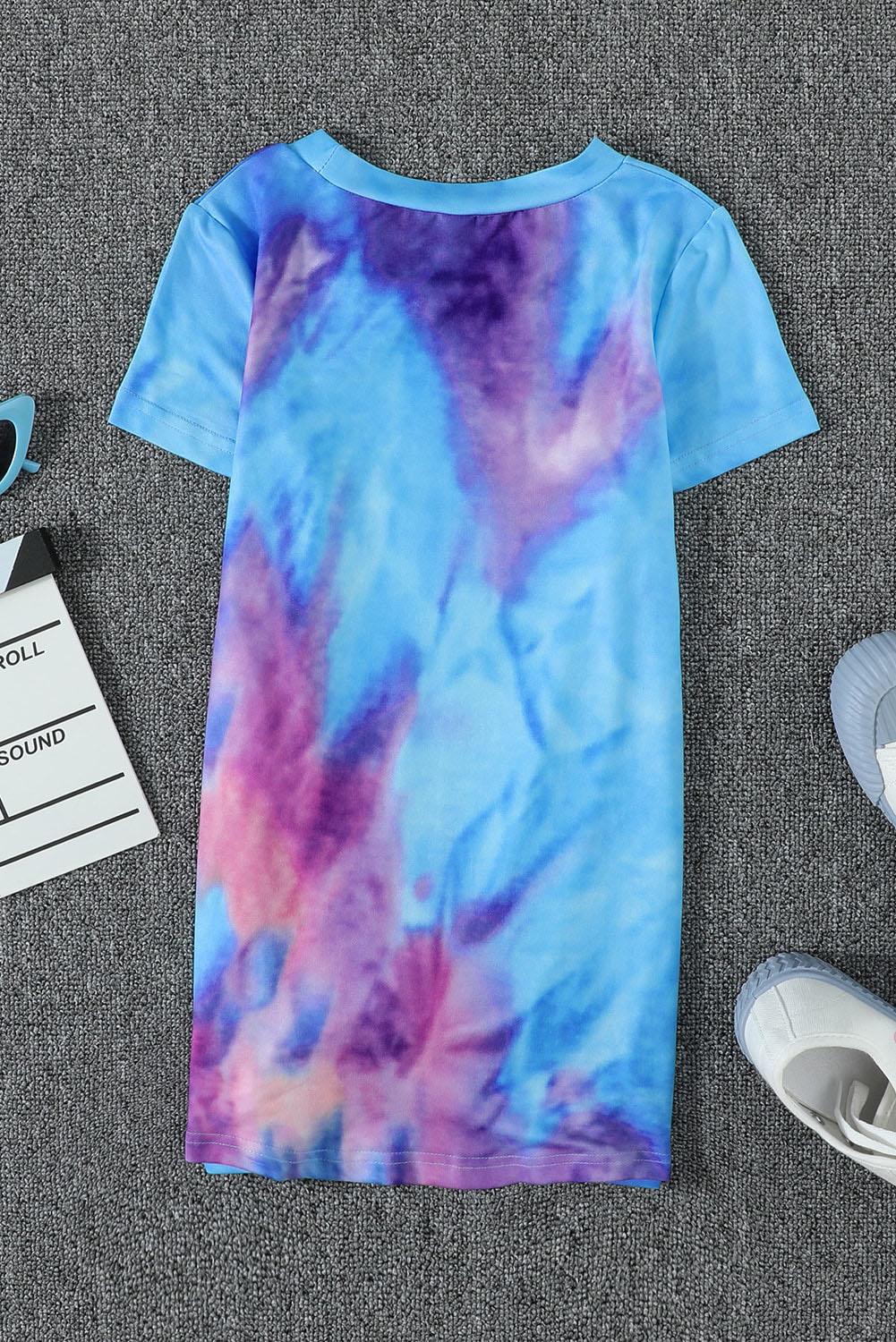 Sky Blue Twisted Tie-Dye Little Girls T-Shirt