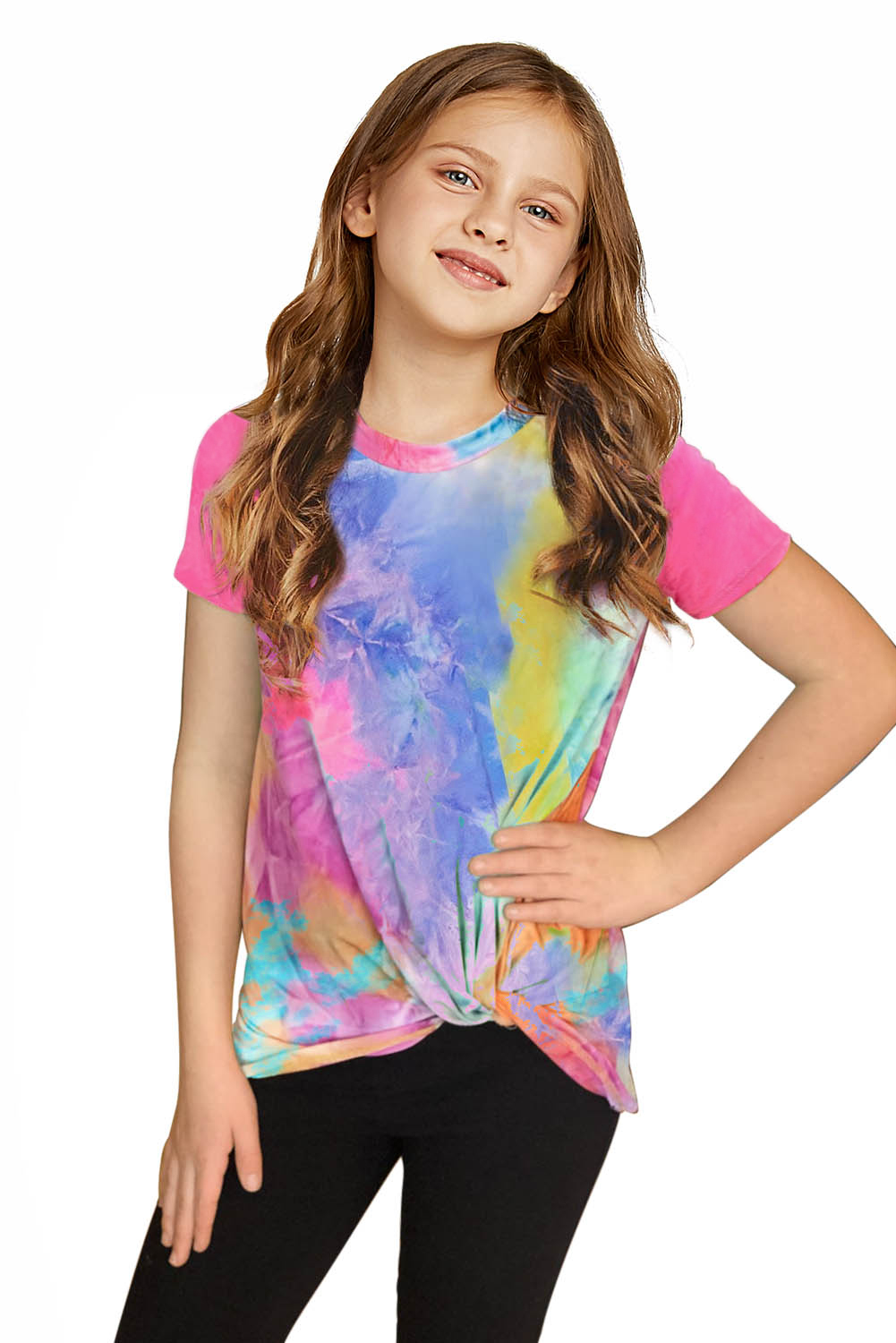 Rose Twisted Tie-Dye Little Girls T-Shirt