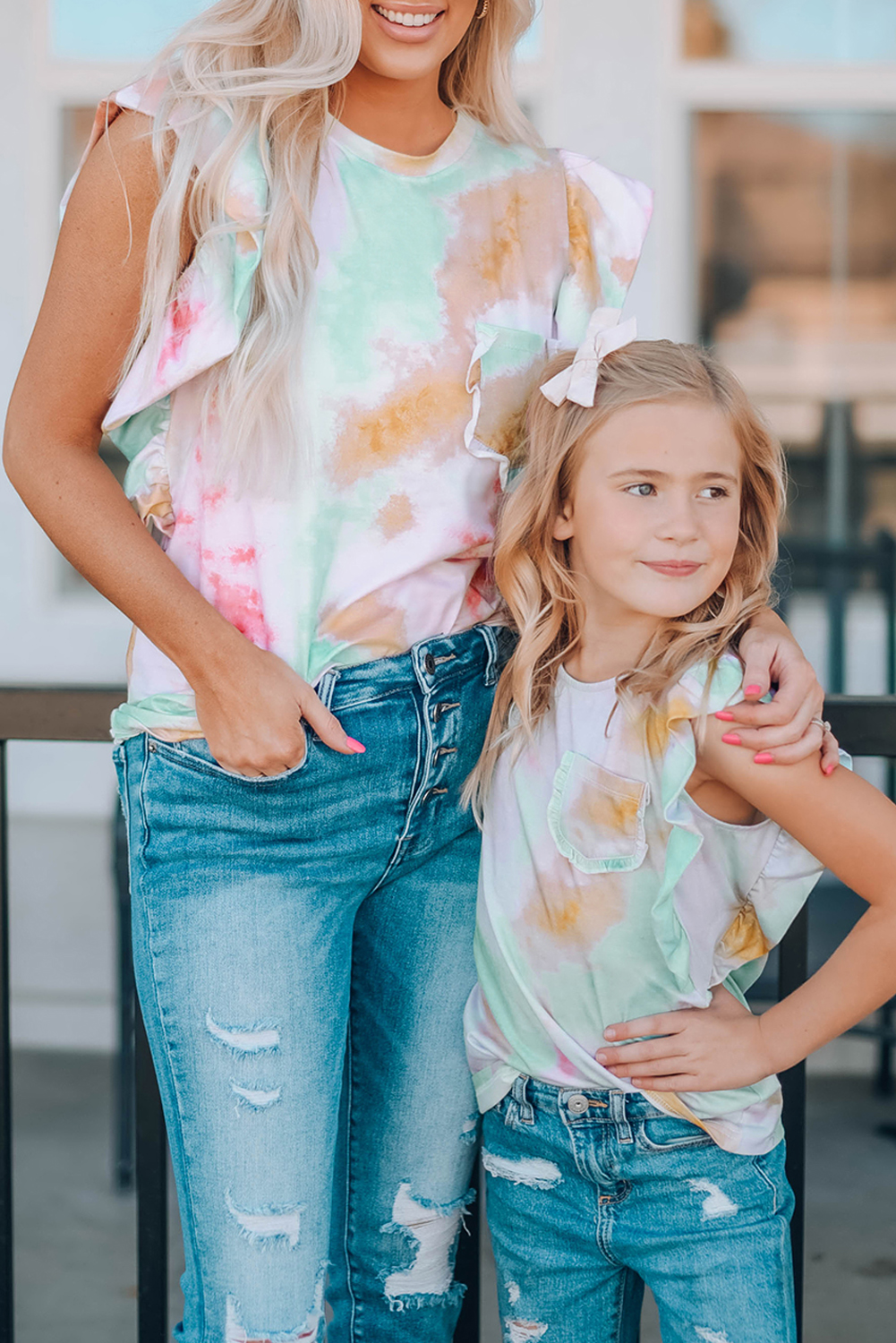 Multicolor Tie-Dye Ruffled Little Girls' Tank