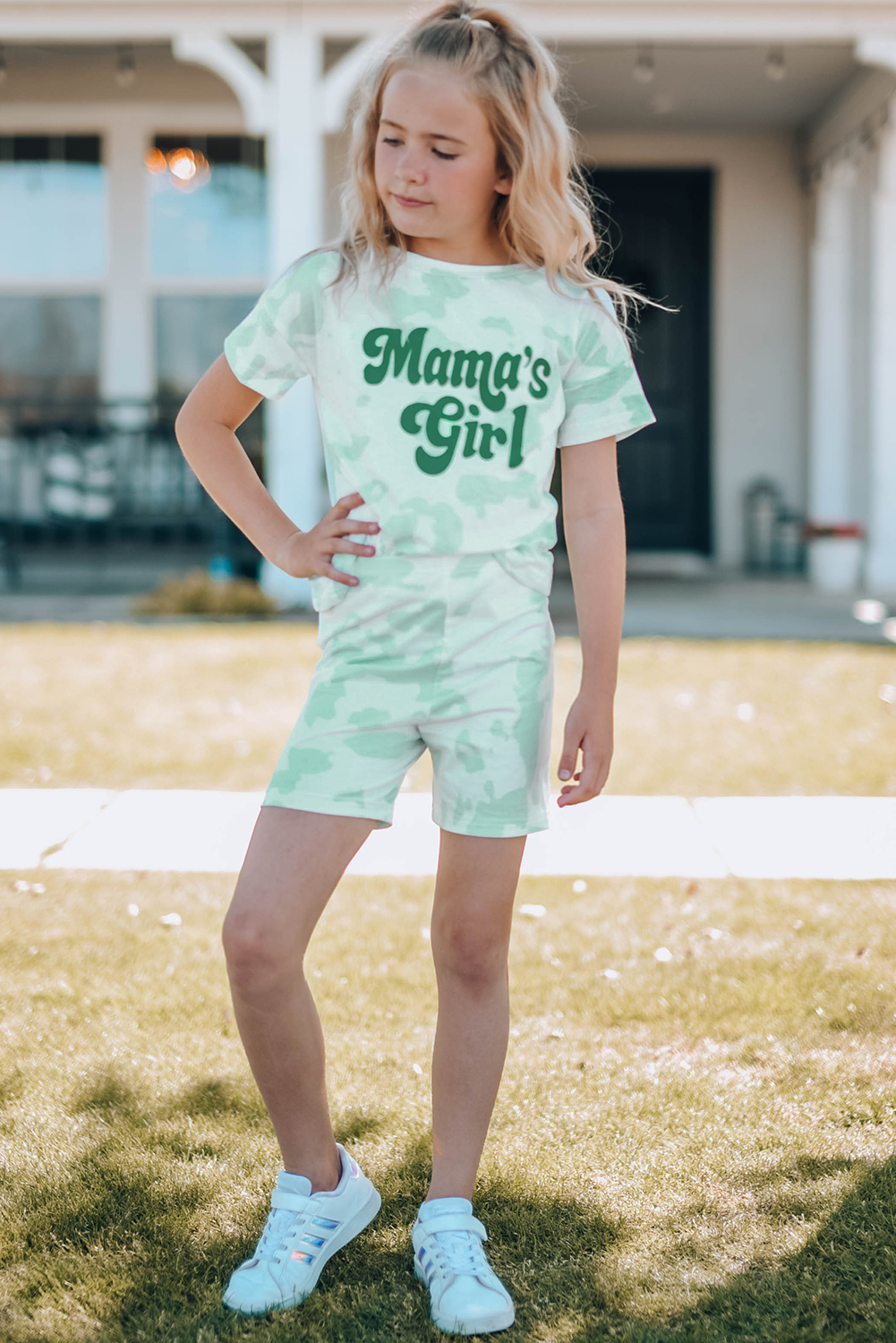 Mama’s Girl Tie-Dye Print Two-Piece Shorts Set