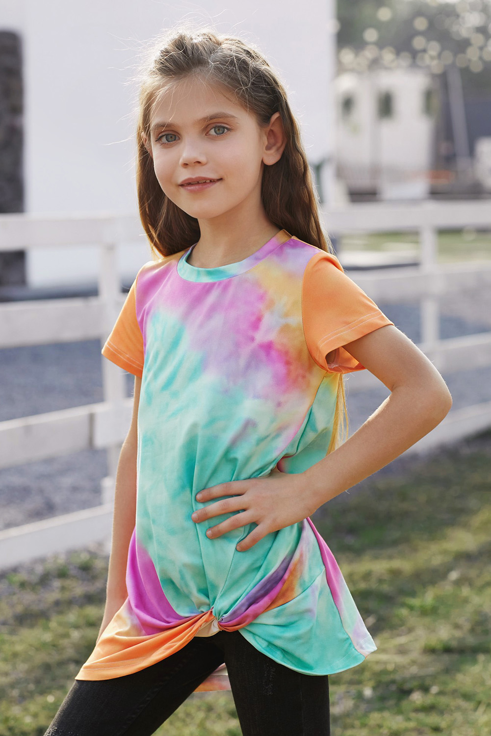 Orange Twisted Tie-Dye Little Girls T-Shirt